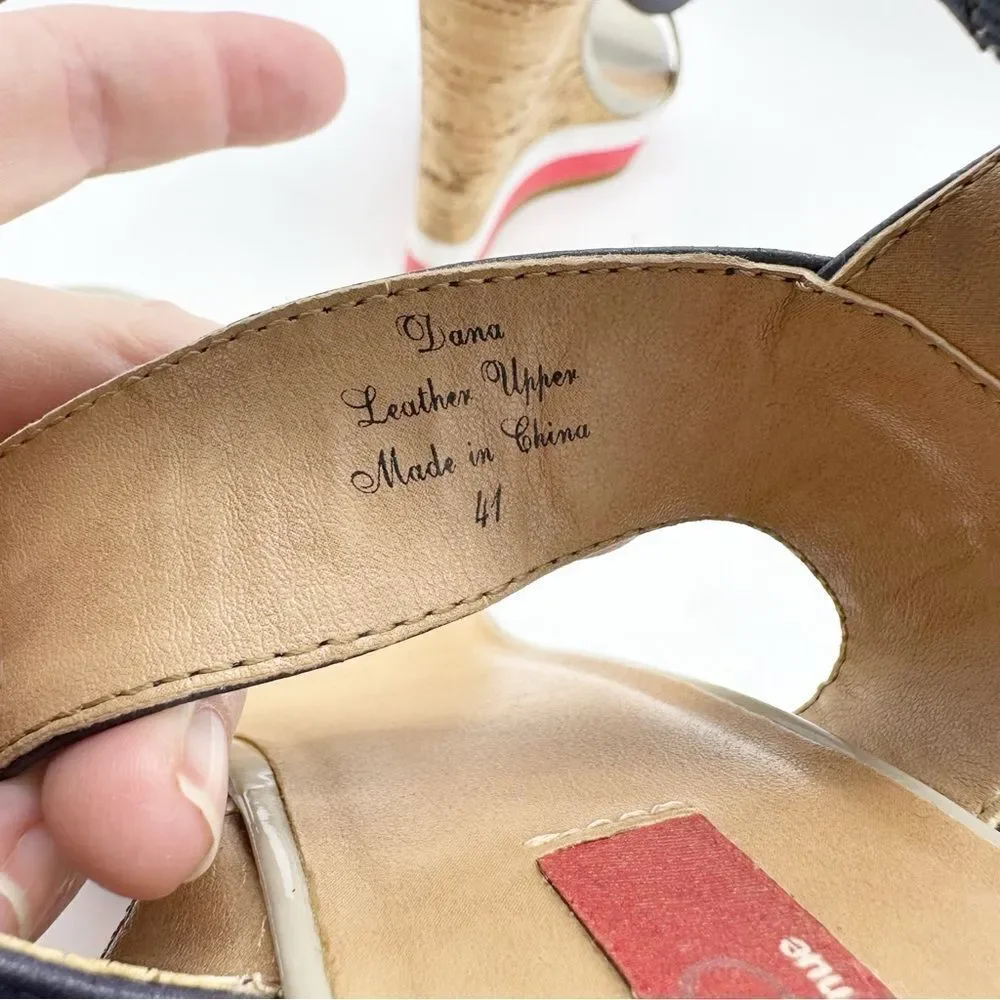 RED Saks Fifth Avenue Dana Wedge Sandal  Leather Cork Platform EU 41 US‎ 10.5